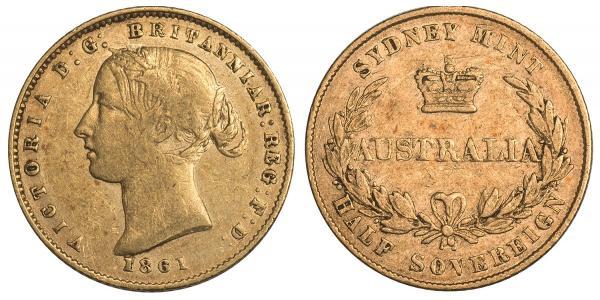 1/2 Sovereign Australia (1788 - 1939) Gold Victoria (1819 - 1901)