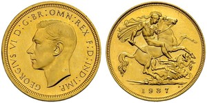 1/2 Sovereign Feriind Kiningrik (1922-) Or George VI (1895-1952)