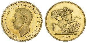 1/2 Sovereign Feriind Kiningrik (1922-) Or George VI (1895-1952)