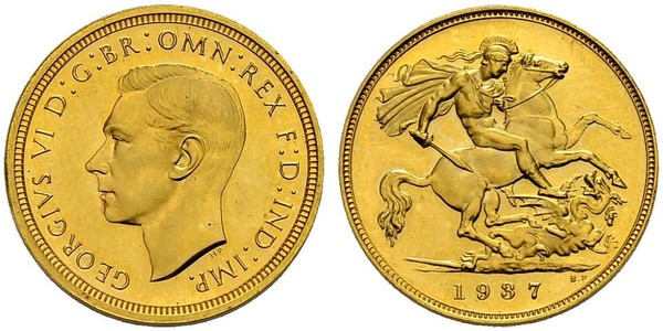 1/2 Sovereign Feriind Kiningrik (1922-) Or George VI (1895-1952)
