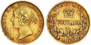 1/2 Sovereign Ôstralie (1788 - 1939) Or Victoria (1819 - 1901)