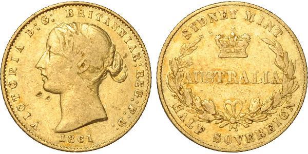 1/2 Sovereign Australia (1788 - 1939) Oro Victoria (1819 - 1901)