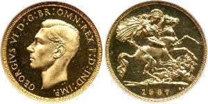 1/2 Sovereign Regno Unito (1922-) Oro Giorgio VI (1895-1952)