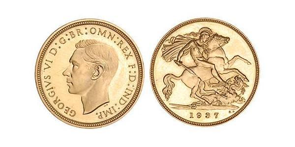 1/2 Sovereign Regno Unito (1922-) Oro Giorgio VI (1895-1952)