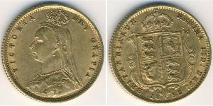 1/2 Sovereign Regno Unito  Oro Vittoria (1819 - 1901)