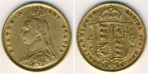 1/2 Sovereign Regno Unito  Oro Vittoria (1819 - 1901)