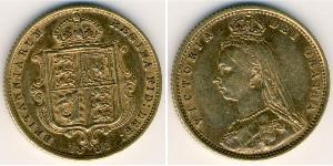 1/2 Sovereign Regno Unito  Oro Vittoria (1819 - 1901)