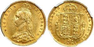 1/2 Sovereign Regno Unito  Oro Vittoria (1819 - 1901)