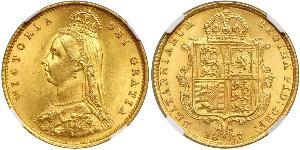 1/2 Sovereign Regno Unito  Oro Vittoria (1819 - 1901)