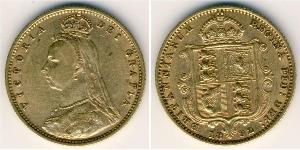 1/2 Sovereign Regno Unito  Oro Vittoria (1819 - 1901)