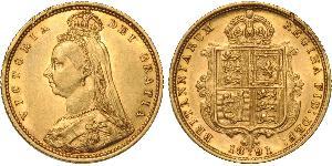 1/2 Sovereign Regno Unito  Oro Vittoria (1819 - 1901)