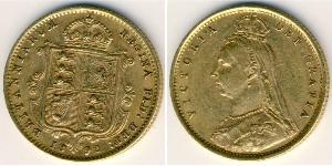 1/2 Sovereign Regno Unito  Oro Vittoria (1819 - 1901)