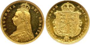 1/2 Sovereign Regno Unito  Oro Vittoria (1819 - 1901)