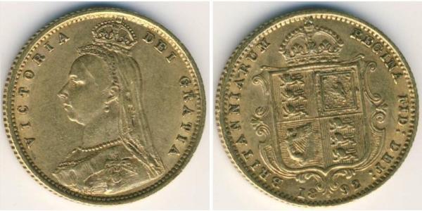 1/2 Sovereign Regno Unito  Oro Vittoria (1819 - 1901)