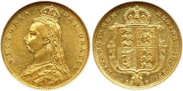 1/2 Sovereign Regno Unito  Oro Vittoria (1819 - 1901)