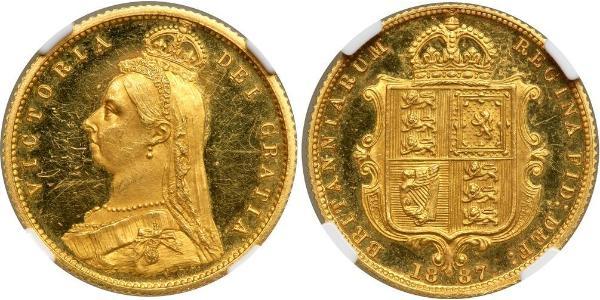 1/2 Sovereign Regno Unito  Oro Vittoria (1819 - 1901)