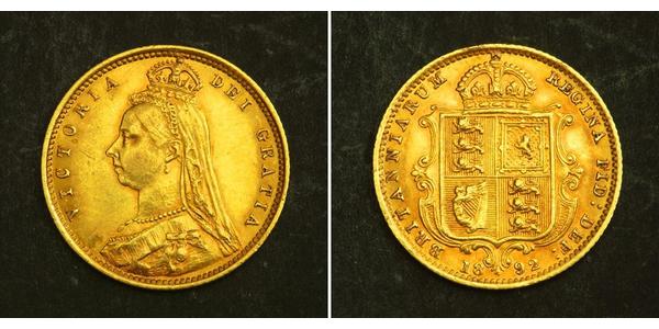 1/2 Sovereign Regno Unito  Oro Vittoria (1819 - 1901)