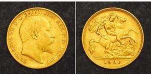 1/2 Sovereign Regno Unito di Gran Bretagna e Irlanda (1801-1922) Oro Edoardo VII (1841-1910)
