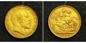 1/2 Sovereign Regno Unito di Gran Bretagna e Irlanda (1801-1922) Oro Edoardo VII (1841-1910)