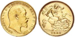 1/2 Sovereign Regno Unito di Gran Bretagna e Irlanda (1801-1922) Oro Edoardo VII (1841-1910)