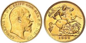 1/2 Sovereign Regno Unito di Gran Bretagna e Irlanda (1801-1922) Oro Edoardo VII (1841-1910)