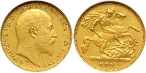 1/2 Sovereign Regno Unito di Gran Bretagna e Irlanda (1801-1922) Oro Edoardo VII (1841-1910)