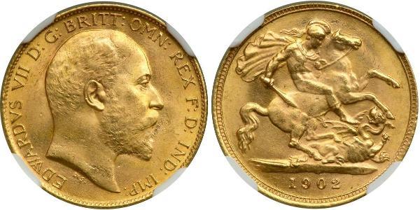 1/2 Sovereign Regno Unito di Gran Bretagna e Irlanda (1801-1922) Oro Edoardo VII (1841-1910)