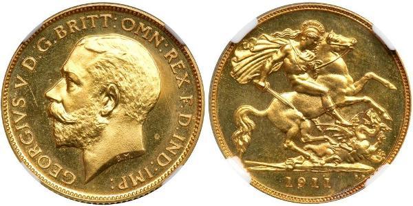 1/2 Sovereign Regno Unito di Gran Bretagna e Irlanda (1801-1922) Oro Giorgio V (1865-1936)