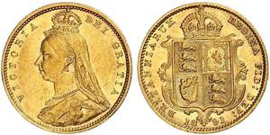 1/2 Sovereign Reino Unido Oro Victoria (1819 - 1901)