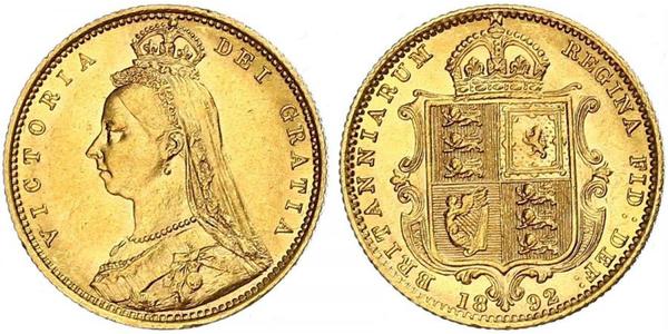 1/2 Sovereign Reino Unido Oro Victoria (1819 - 1901)
