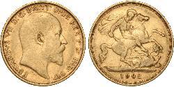 1/2 Sovereign 大不列颠及爱尔兰联合王国 (1801 - 1922) 金 爱德华七世 (1841-1910)