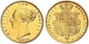 1/2 Sovereign 大不列颠及爱尔兰联合王国 (1801 - 1922) 金 维多利亚 (英国君主)