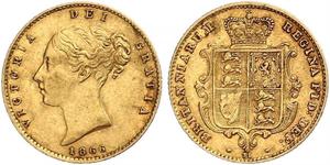 1/2 Sovereign 大不列颠及爱尔兰联合王国 (1801 - 1922) 金 维多利亚 (英国君主)