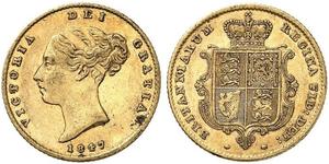 1/2 Sovereign 大不列颠及爱尔兰联合王国 (1801 - 1922) 金 维多利亚 (英国君主)