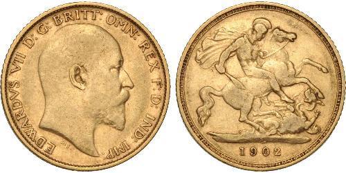 1/2 Sovereign 大不列颠及爱尔兰联合王国 (1801 - 1922) 金 爱德华七世 (1841-1910)