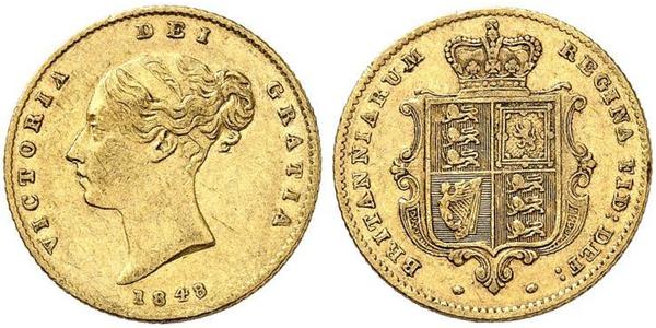 1/2 Sovereign 大不列颠及爱尔兰联合王国 (1801 - 1922) 金 维多利亚 (英国君主)