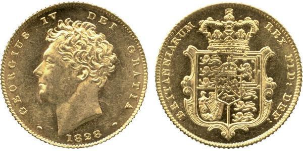 1/2 Sovereign 大不列颠及爱尔兰联合王国 (1801 - 1922) 金 喬治四世 (1762-1830)