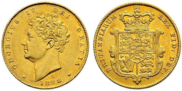1/2 Sovereign 大不列颠及爱尔兰联合王国 (1801 - 1922) 金 喬治四世 (1762-1830)