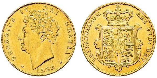 1/2 Sovereign 大不列颠及爱尔兰联合王国 (1801 - 1922) 金 喬治四世 (1762-1830)