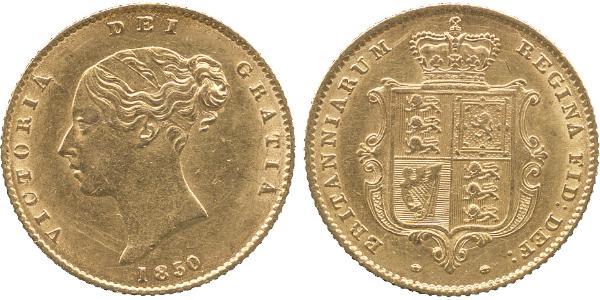 1/2 Sovereign 大不列颠及爱尔兰联合王国 (1801 - 1922) 金 维多利亚 (英国君主)