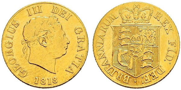 1/2 Sovereign 大不列颠及爱尔兰联合王国 (1801 - 1922) 金 喬治三世 (1738-1820)