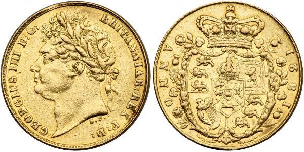 1/2 Sovereign 大不列颠及爱尔兰联合王国 (1801 - 1922) 金 喬治四世 (1762-1830)