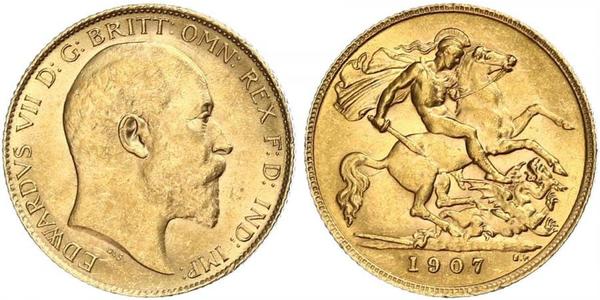 1/2 Sovereign 大不列颠及爱尔兰联合王国 (1801 - 1922) 金 爱德华七世 (1841-1910)