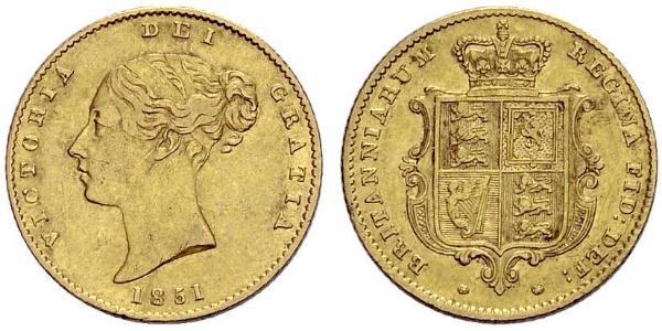 1/2 Sovereign 大不列颠及爱尔兰联合王国 (1801 - 1922) 金 维多利亚 (英国君主)
