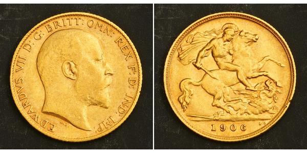 1/2 Sovereign 大不列颠及爱尔兰联合王国 (1801 - 1922) 金 爱德华七世 (1841-1910)