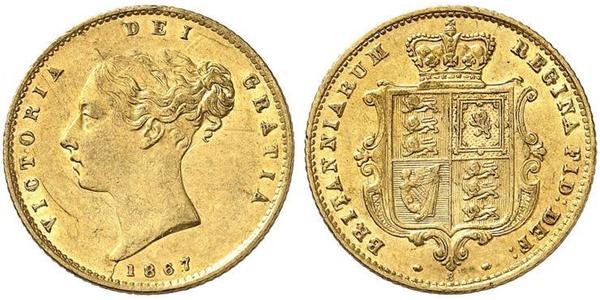 1/2 Sovereign 大不列颠及爱尔兰联合王国 (1801 - 1922) 金 维多利亚 (英国君主)