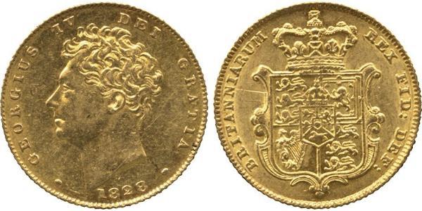1/2 Sovereign 大不列颠及爱尔兰联合王国 (1801 - 1922) 金 喬治四世 (1762-1830)