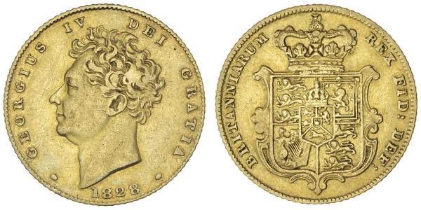 1/2 Sovereign 大不列颠及爱尔兰联合王国 (1801 - 1922) 金 喬治四世 (1762-1830)