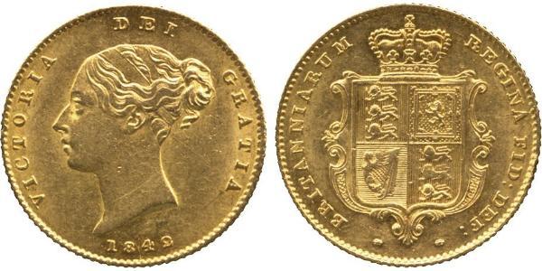 1/2 Sovereign 大不列颠及爱尔兰联合王国 (1801 - 1922) 金 维多利亚 (英国君主)