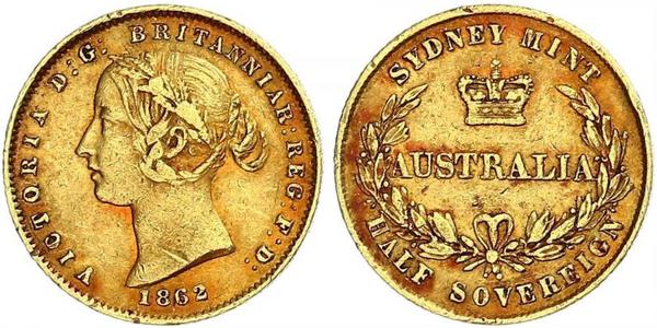1/2 Sovereign 澳大利亚 金 维多利亚 (英国君主)